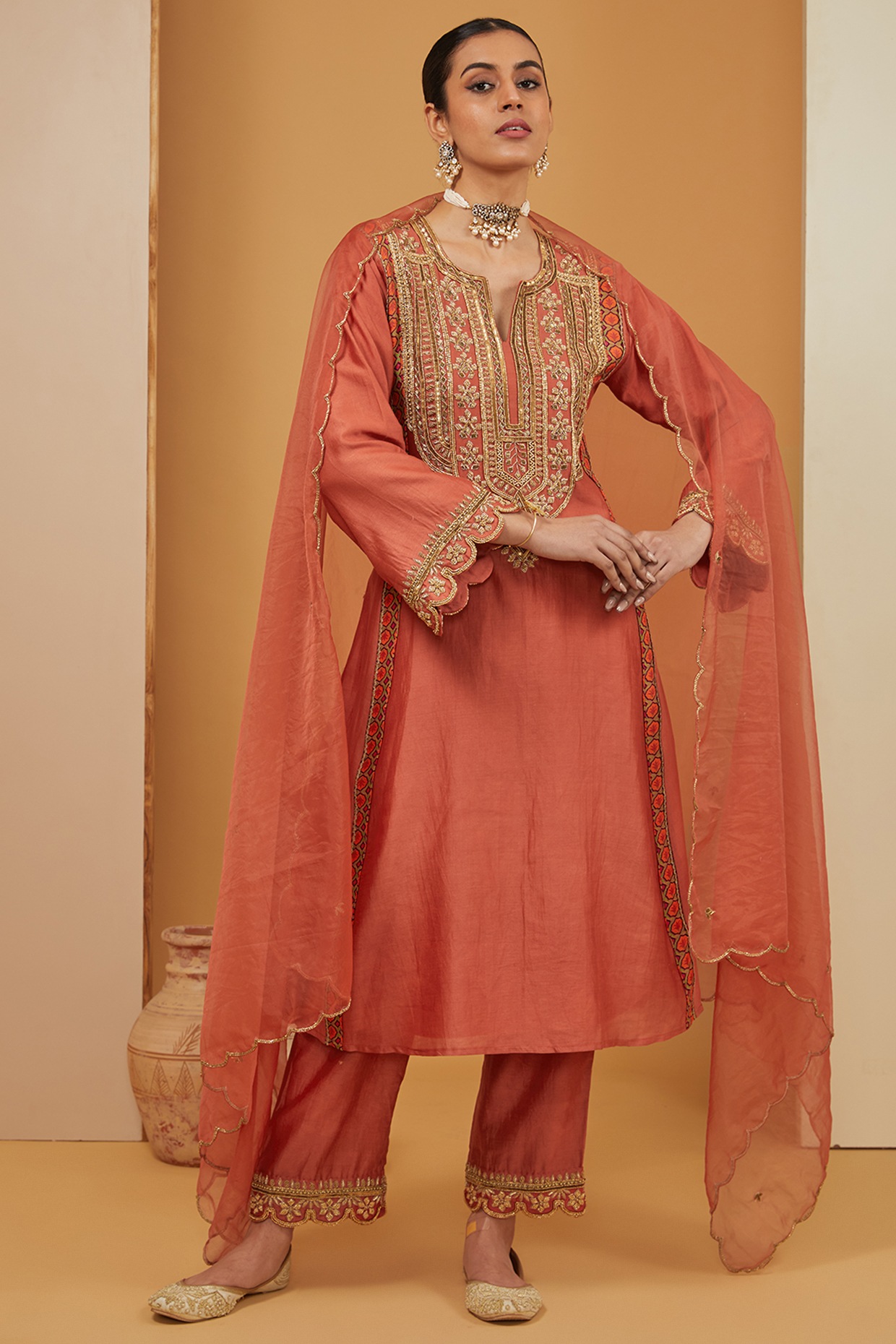 Orange Color Georgette Fabric Wedding Function Wear Anarkali ...